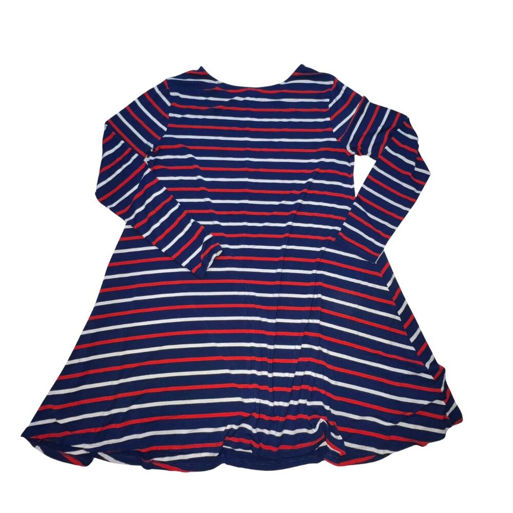 Old Navy Dress Women XL Fit Flare Midi A Line Long Sleeve Red White Blue Stripes - Picture 4 of 10